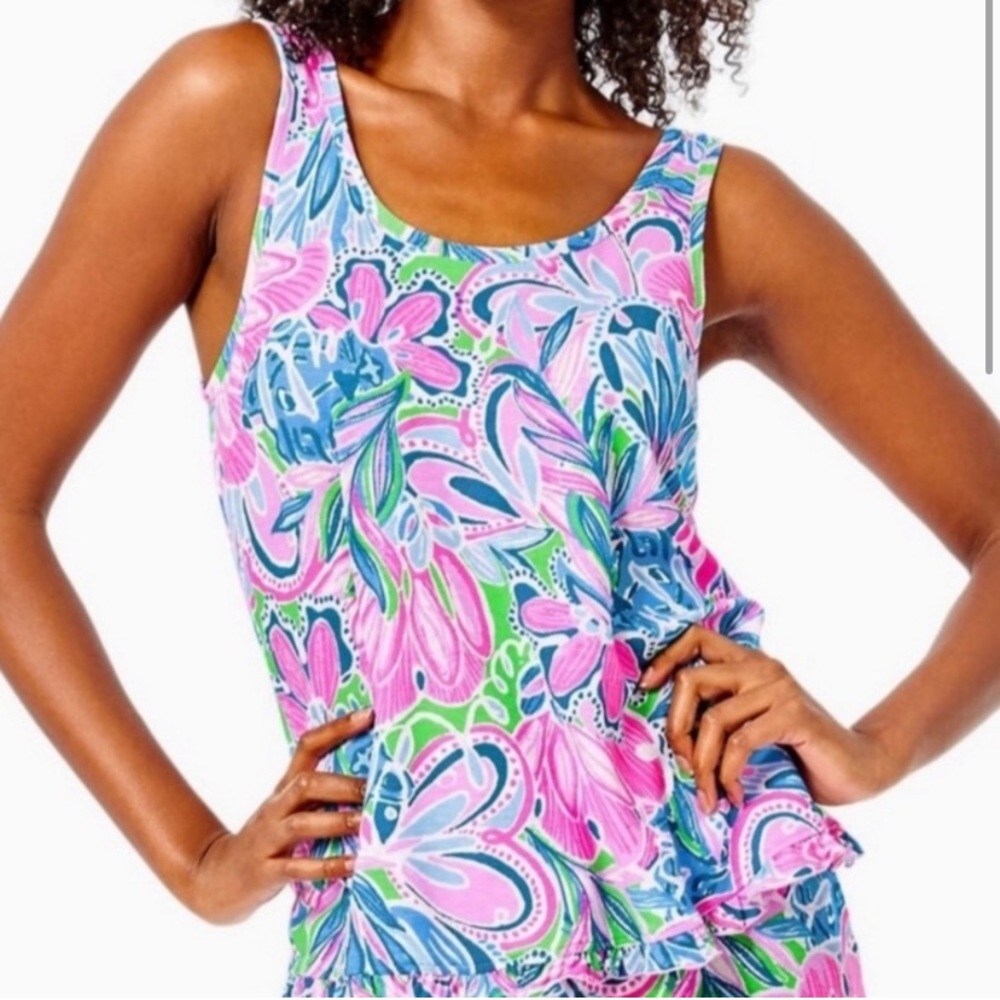 Lilly Pulitzer XS Ruffle PJ Knit Tank Top